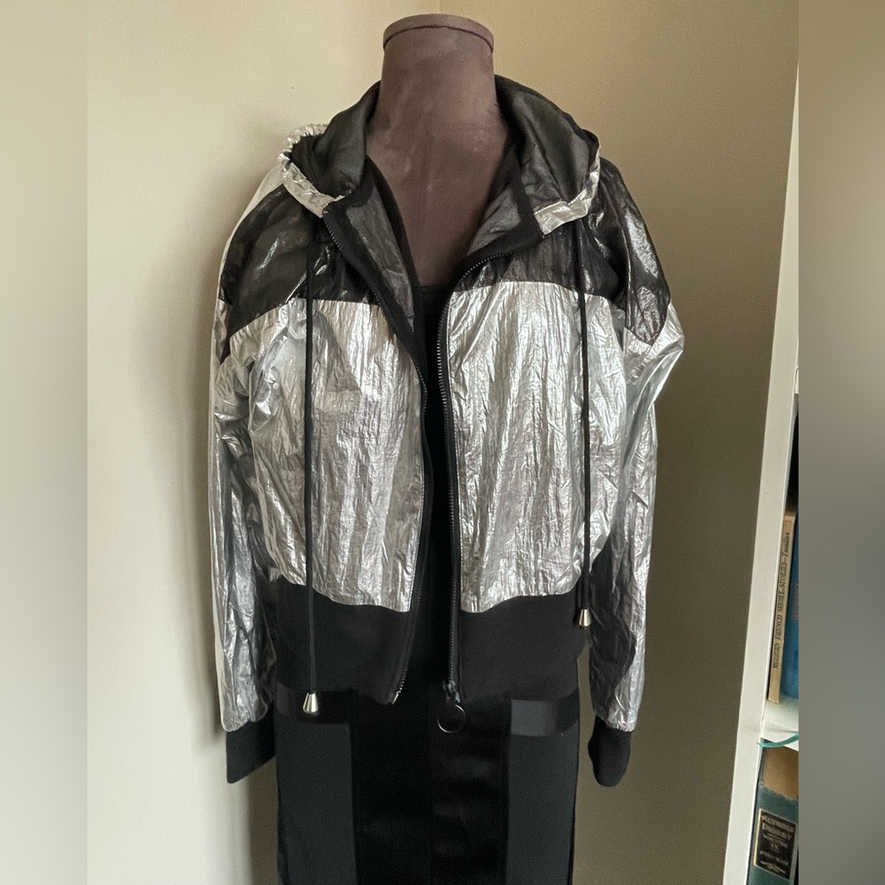 Silver & Black Cropped Hoodie/Jacket